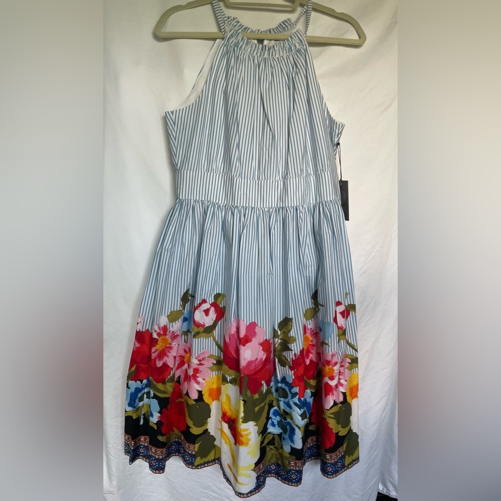High Neck Floral Fitted Summer Dress
